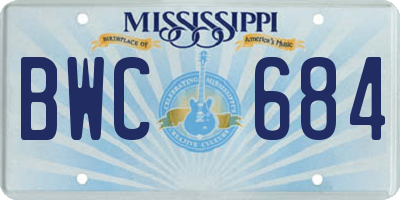 MS license plate BWC684