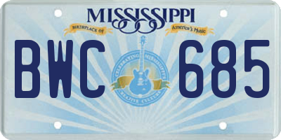 MS license plate BWC685