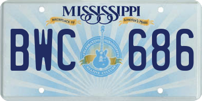 MS license plate BWC686