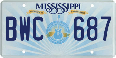 MS license plate BWC687