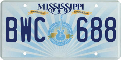 MS license plate BWC688