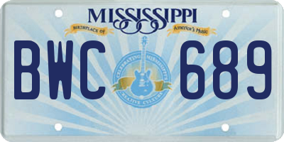 MS license plate BWC689