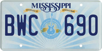 MS license plate BWC690