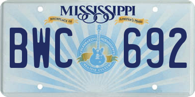 MS license plate BWC692