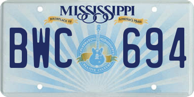 MS license plate BWC694