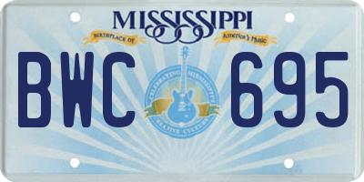 MS license plate BWC695