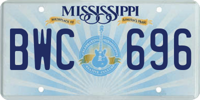 MS license plate BWC696