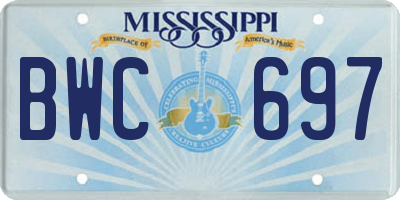 MS license plate BWC697