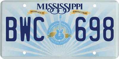 MS license plate BWC698