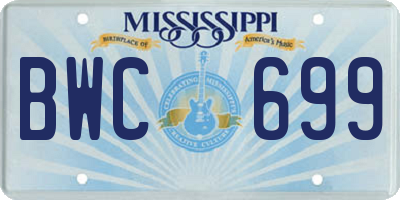 MS license plate BWC699