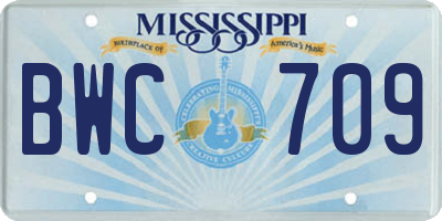 MS license plate BWC709