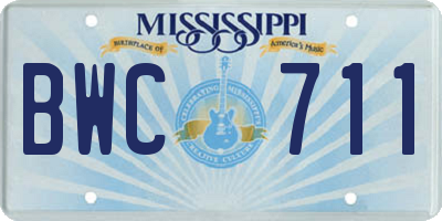MS license plate BWC711