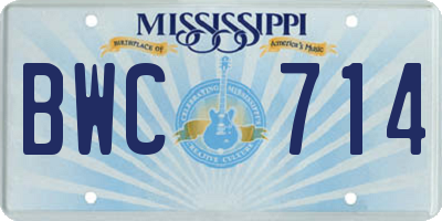 MS license plate BWC714