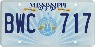 MS license plate BWC717