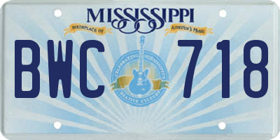 MS license plate BWC718