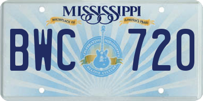 MS license plate BWC720