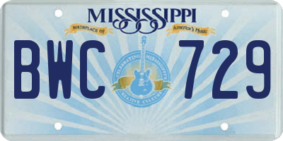 MS license plate BWC729