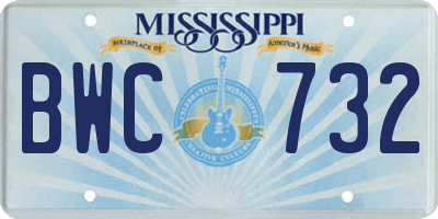 MS license plate BWC732