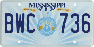 MS license plate BWC736