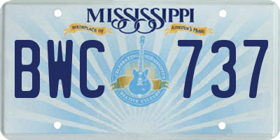 MS license plate BWC737