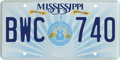 MS license plate BWC740