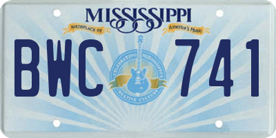 MS license plate BWC741