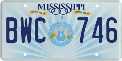 MS license plate BWC746
