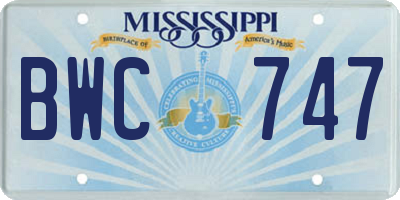 MS license plate BWC747