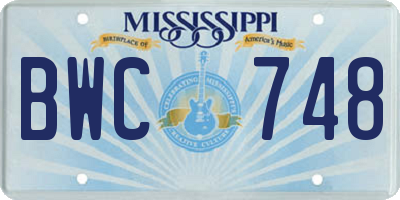 MS license plate BWC748