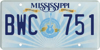MS license plate BWC751