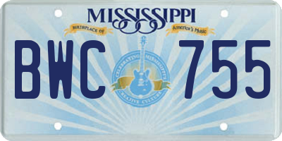 MS license plate BWC755