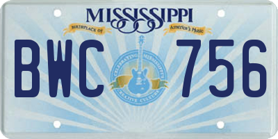 MS license plate BWC756