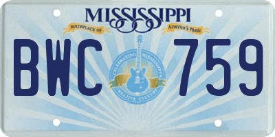 MS license plate BWC759