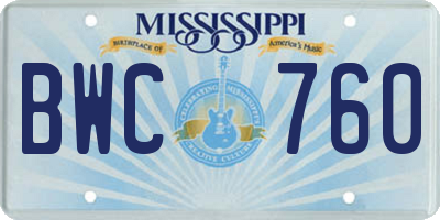 MS license plate BWC760