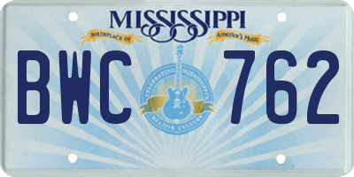 MS license plate BWC762