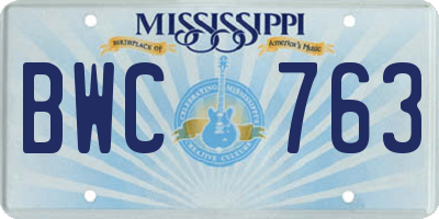 MS license plate BWC763
