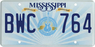 MS license plate BWC764
