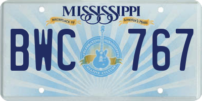 MS license plate BWC767