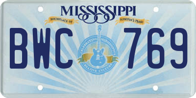 MS license plate BWC769