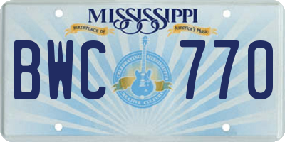 MS license plate BWC770
