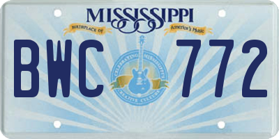 MS license plate BWC772