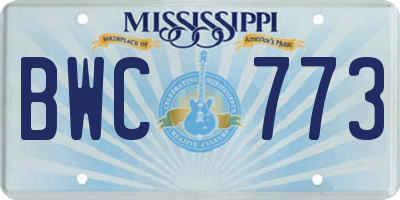 MS license plate BWC773