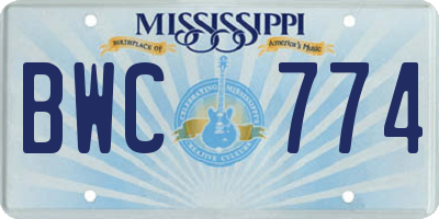 MS license plate BWC774