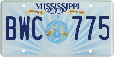 MS license plate BWC775