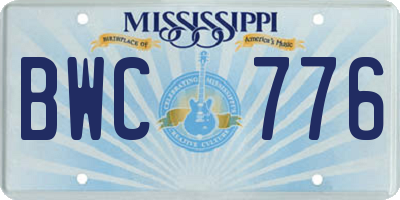 MS license plate BWC776