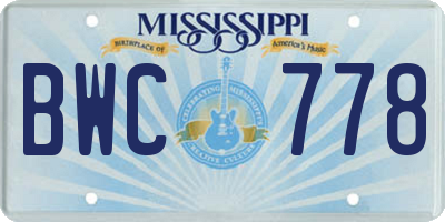MS license plate BWC778