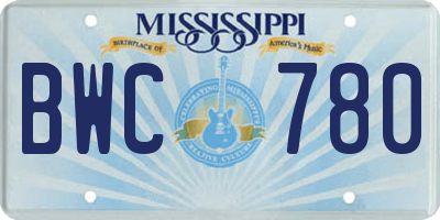 MS license plate BWC780