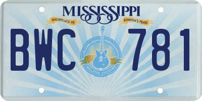 MS license plate BWC781