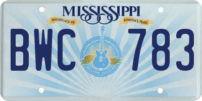 MS license plate BWC783