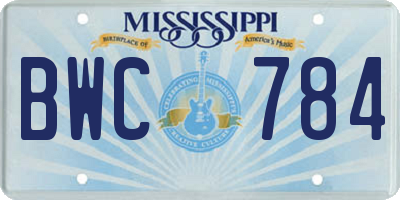 MS license plate BWC784
